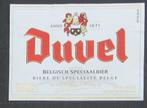 Bieretiket Duvel met engel en duivel brouwerij Moortgat 3u3, Verzamelen, Ophalen of Verzenden, Gebruikt, Duvel