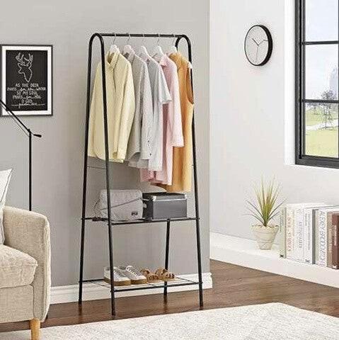 Kledingrek met schoenenplanken 153x60x34cm zwart metaal, Kleding | Dames, Kledingrekken, Nieuw, Ophalen of Verzenden