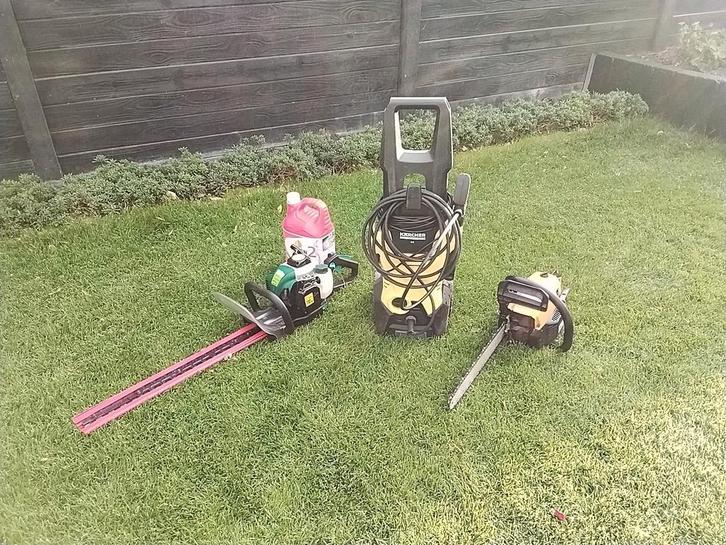 Benzine heggenschaar,  benzine kettingzaag, hogedrukreiniger, Tuin en Terras, Heggenscharen, Benzine, Ophalen