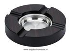 SIGAREN ASBAK -ROND MET 2 LEGGERS EBBENHOUT - 16 cm!   sab20, Verzenden, Nieuw, Asbak