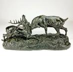 Scène en bronze combattant un cerf *L.Cartier* 1879, Antiquités & Art, Enlèvement ou Envoi