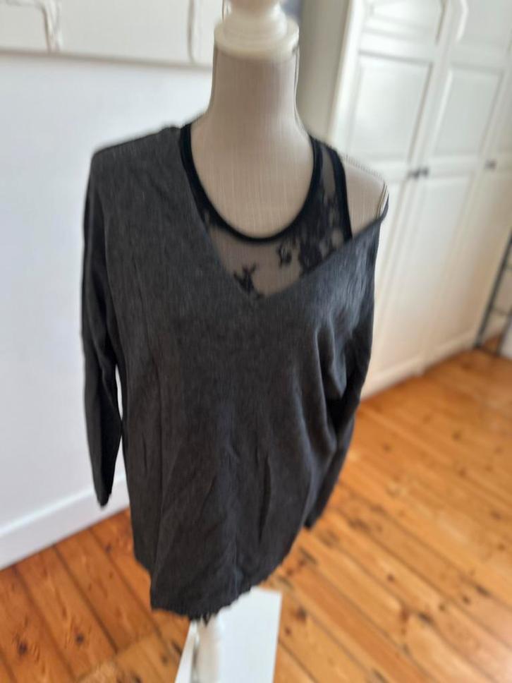 TWIN-SET simona barbieri grijze set van top en pull whaw !, Kleding | Dames, Truien en Vesten, Gedragen, Ophalen of Verzenden