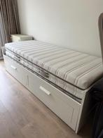 1 persoons Bedframe met 2e onderbed en opberger, Huis en Inrichting, Slaapkamer | Bedden, Ophalen, 90 cm, Wit, Zo goed als nieuw