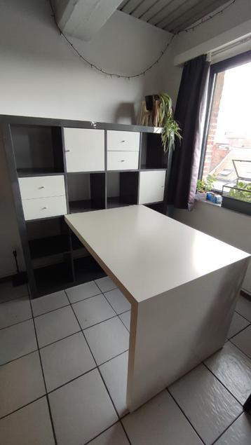 Ikea kallax kast + bureau, Avec tiroir(s), 25 à 50 cm, Comme neuf, 100 à 150 cm