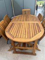 Table et 6 chaises en teck, Tuin en Terras, Ophalen, Zo goed als nieuw, Hout