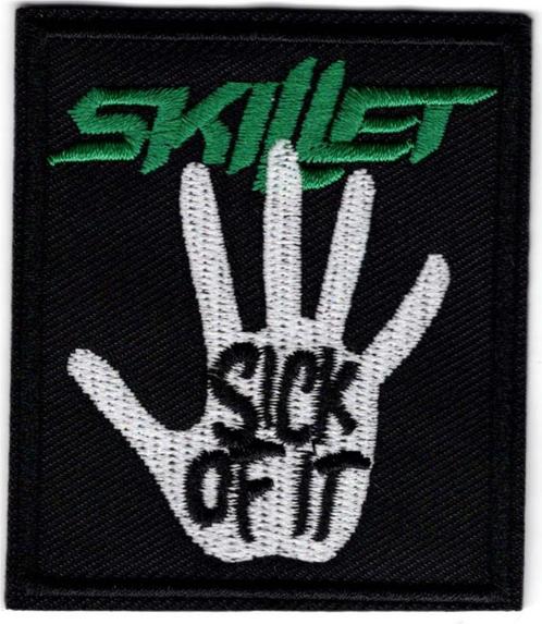 Skillet sick of it stoffen opstrijk patch embleem, Verzamelen, Muziek, Artiesten en Beroemdheden, Nieuw, Kleding, Verzenden