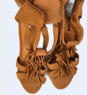 Boho Sandalen cognackleur M39 rits achteraan beschikbaar voor biedingen
