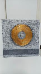 Tableau peinture toile abstraite doré or gris, Enlèvement