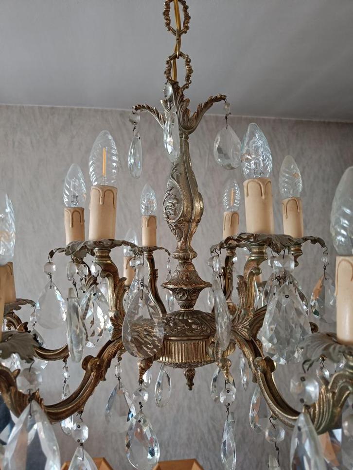 Antieke kroonluchter, Huis en Inrichting, Lampen | Kroonluchters, Gebruikt, Glas, Metaal, Overige materialen, Ophalen