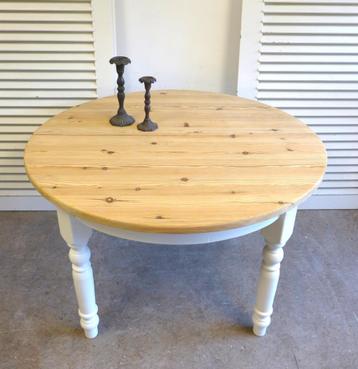 witte landelijke ronde uitschuifbare  tafel  125-203 cm beschikbaar voor biedingen