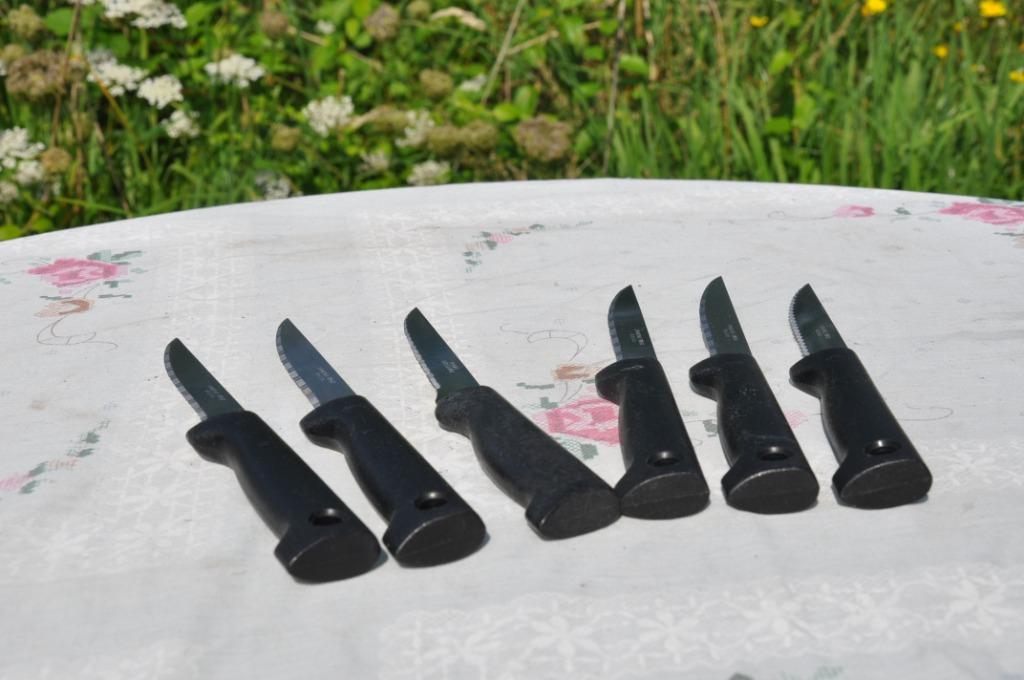 6 couteaux a steack inox et synthetique (1), Maison & Meubles, Enlèvement ou Envoi, Utilisé, Inox ou Chrome