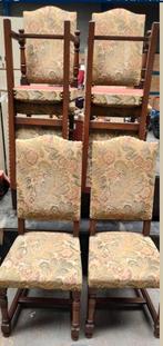 6x vintage stoel met stoffen zitting antiek bloemen hout, Ophalen of Verzenden