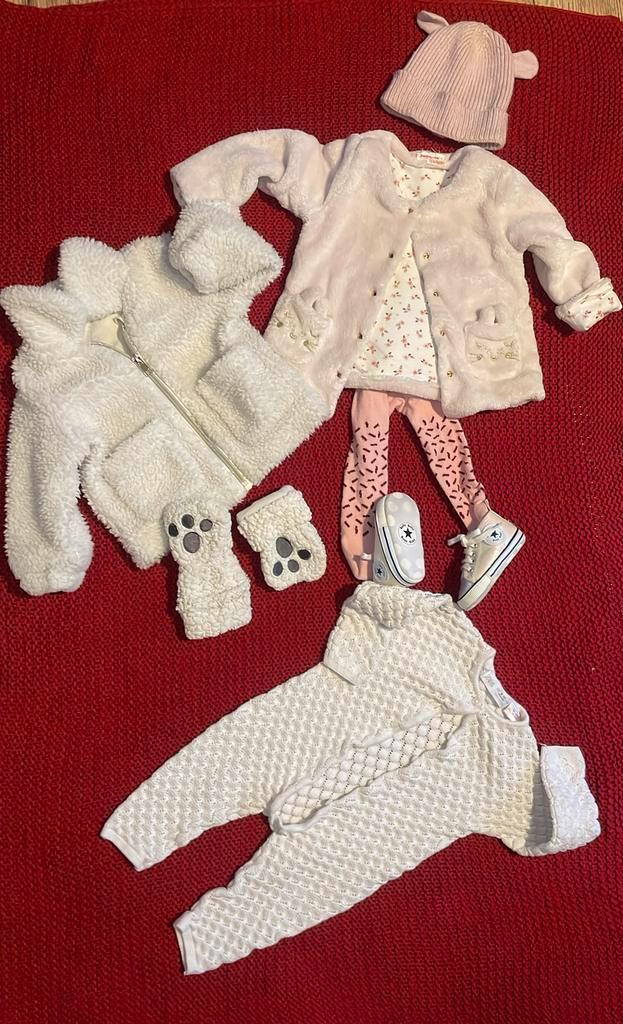 set van 7 winterkleren - kleine prinses (6-9m), Kinderen en Baby's, Babykleding | Maat 80, Zo goed als nieuw, Meisje, Jasje, Ophalen of Verzenden