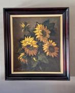 Prachtige zonnebloem, groot gesigneerd schilderij., Antiek en Kunst, Ophalen
