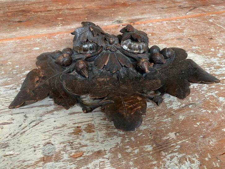 Antiek houten inktstel – Black Forest – handgesneden, Antiek en Kunst, Curiosa en Brocante, Ophalen