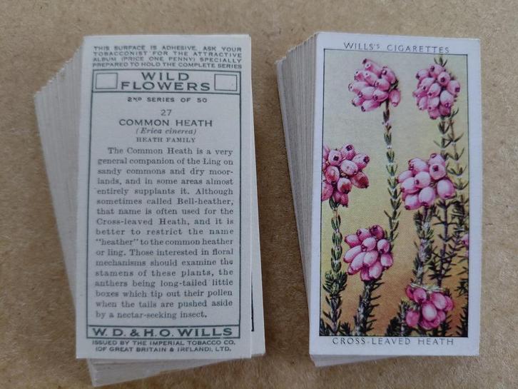 Wild Flowers 2nd series complete set 50 chromos bloemen 1937, Verzamelen, Foto's en Prenten, Prent, Natuur, Voor 1940, Ophalen of Verzenden
