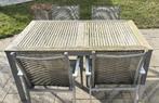 Teakhouten tuintafel met 4 stoelen, Tuin en Terras, Tuintafels, Ophalen, Gebruikt, Rechthoekig, Teakhout