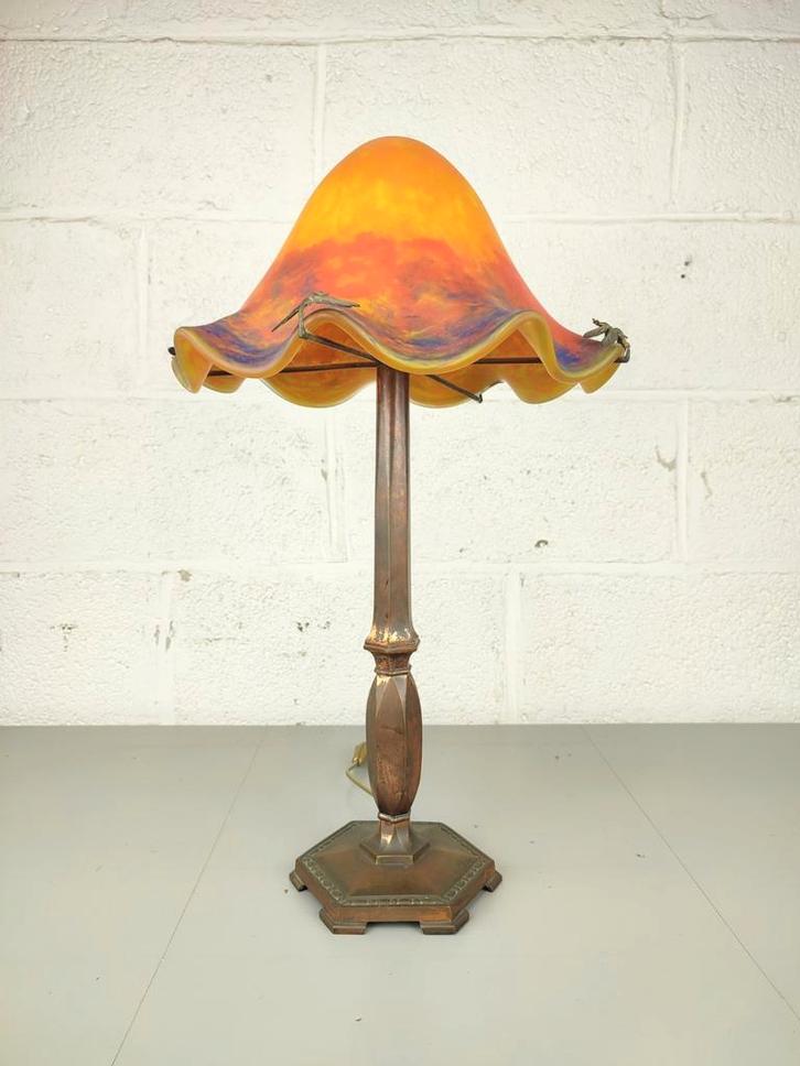 Grote glaspasta paddenstoellamp Le Verre Francais /Schneider, Antiek en Kunst, Antiek | Verlichting, Ophalen