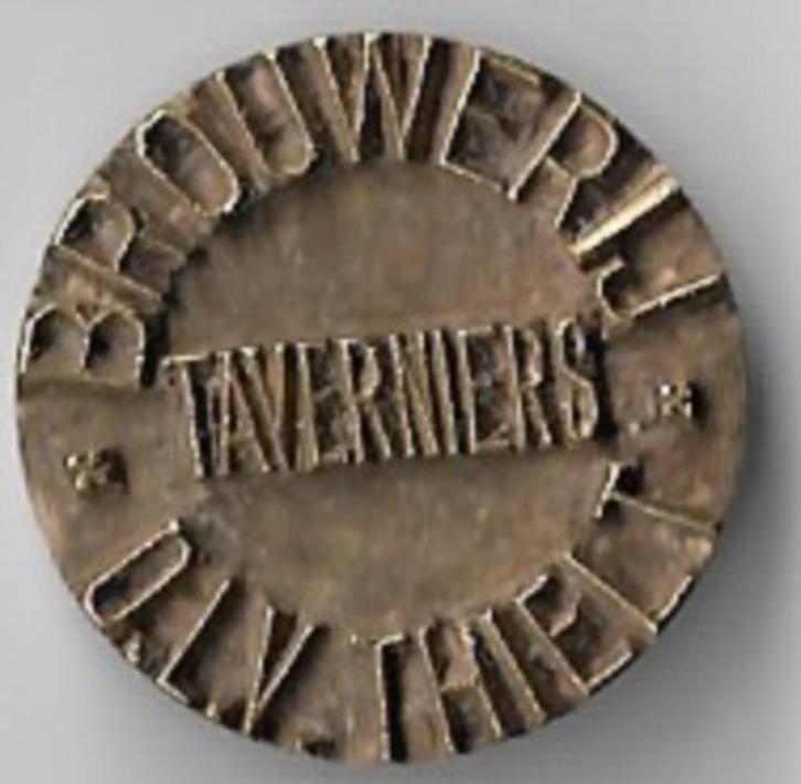 Unieke oude stempel BROUWERIJ TAVERNIERS *O.L.V. THIELT*, Verzamelen, Biermerken, Ophalen of Verzenden