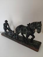 paard met ploeg, krijt beeld van de jaren 50, Antiek en Kunst, Kunst | Beelden en Houtsnijwerken, Ophalen