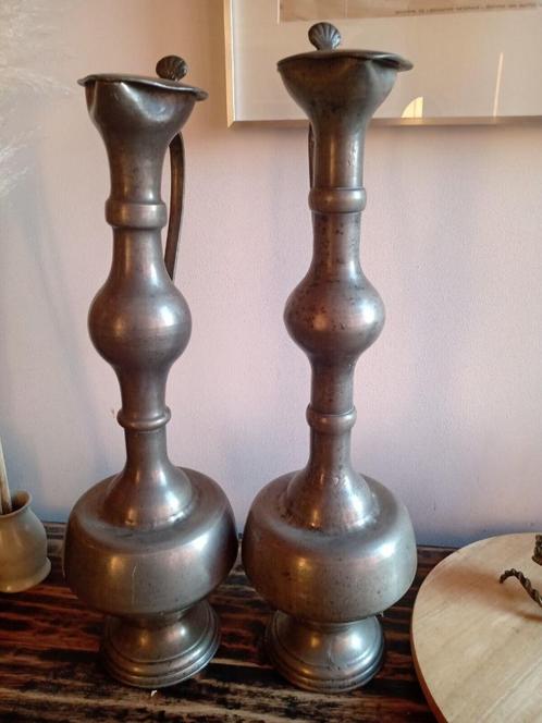 Prachtige grote voetenbank van Ewers XIX Pewter Valenciennes, Antiek en Kunst, Antiek | Tin, Ophalen of Verzenden