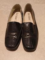 zwart lederen instapschoen, Porté, Sabots, Noir, Rome fashioner