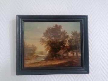 Antiek schilderij op paneel, gesigneerd beschikbaar voor biedingen