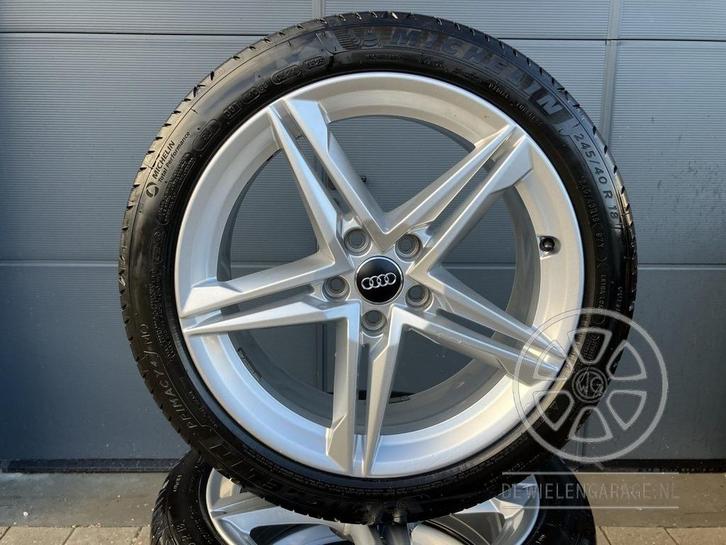 18 inch Audi A4 Velgen Origineel S-line Michelin 5x112, Auto-onderdelen, Banden en Velgen, Banden en Velgen, Zomerbanden, 18 inch