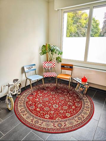 Vintage rond tapijt vloerkleed 200cm, Enlèvement ou Envoi, Comme neuf, Rond