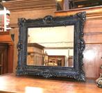 Oude zwarte Barok spiegel 69cm op 60cm, Huis en Inrichting, Woonaccessoires | Spiegels, Minder dan 100 cm, Gebruikt, Rechthoekig