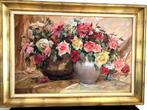 Huile sur toile: Les Roses d'Astrida - Artiste Émile Deckers, Antiquités & Art, Enlèvement