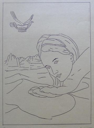 MARC EEMANS / SURREALISME / ZW-W LITHO / 42x29cm / SIG 1986 beschikbaar voor biedingen