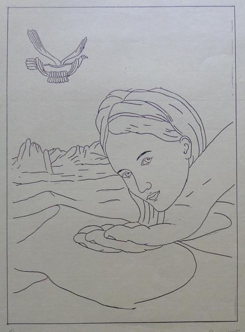 MARC EEMANS / SURREALISME / ZW-W LITHO / 42x29cm / SIG 1986, Antiek en Kunst, Kunst | Litho's en Zeefdrukken, Ophalen of Verzenden