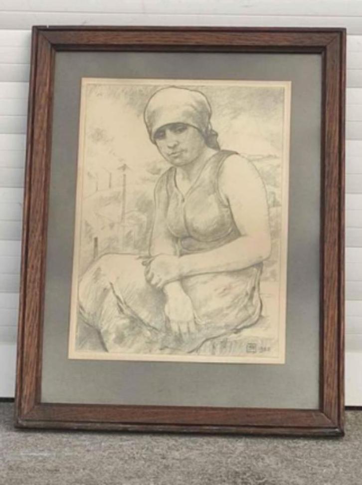 Lithographie hiercheuse monogramme Armand rassenfosse, Antiek en Kunst, Kunst | Litho's en Zeefdrukken, Ophalen of Verzenden