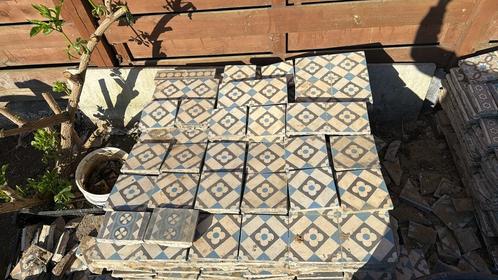 cementtegels blauw bloemmotief 15,5x15,5 incl. randtegels, Doe-het-zelf en Bouw, Tegels, Ophalen