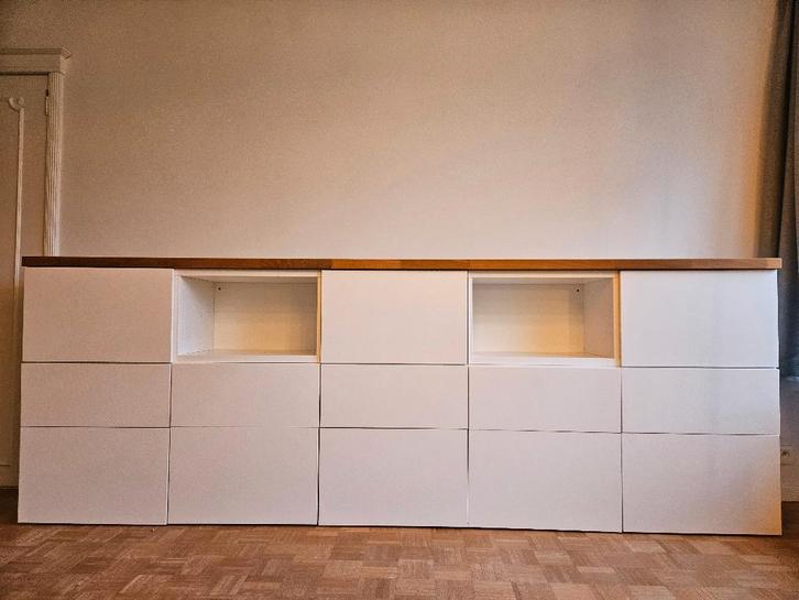 Besta buffetkast | wit - eik, Huis en Inrichting, Kasten | Buffetkasten, Zo goed als nieuw, 100 tot 150 cm, 200 cm of meer, 25 tot 50 cm