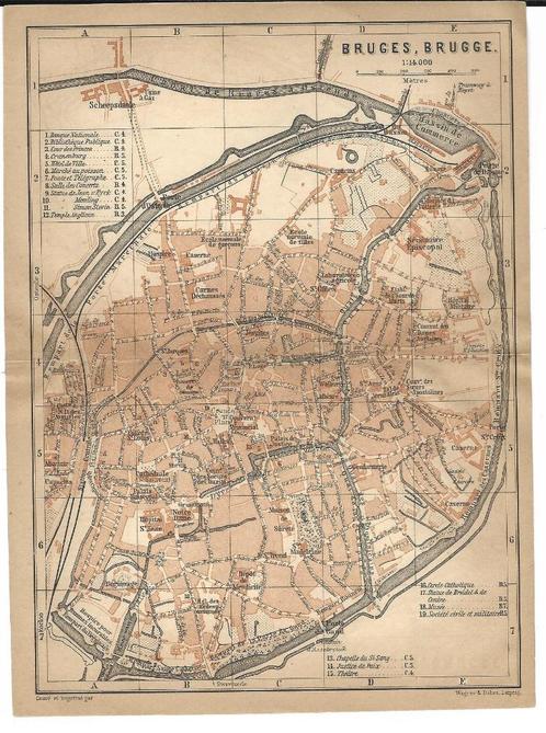 1897 - Brugge stadsplan, Boeken, Atlassen en Landkaarten, Verzenden