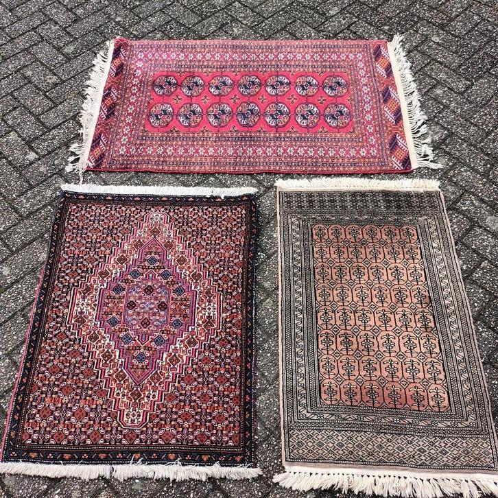 3x Perzische handgemaakte tapijtjes, Antiek en Kunst, Antiek | Tapijten, Tafelkleden en Textiel, Ophalen of Verzenden