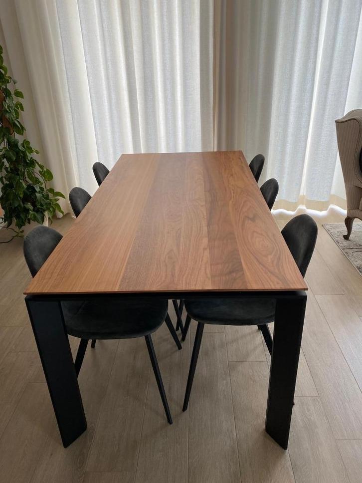 Uitschuifbare eettafel fineer walnoot 180/280x90, Huis en Inrichting, Tafels | Eettafels, Zo goed als nieuw, 50 tot 100 cm, 200 cm of meer