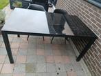 Tuintafel met glazen blad en 4 stoelen, Tuin en Terras, Tuintafels, Ophalen, Gebruikt