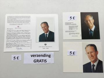 3 rouwprentjes van Koning Boudewijn MET GRATIS VERZENDING beschikbaar voor biedingen
