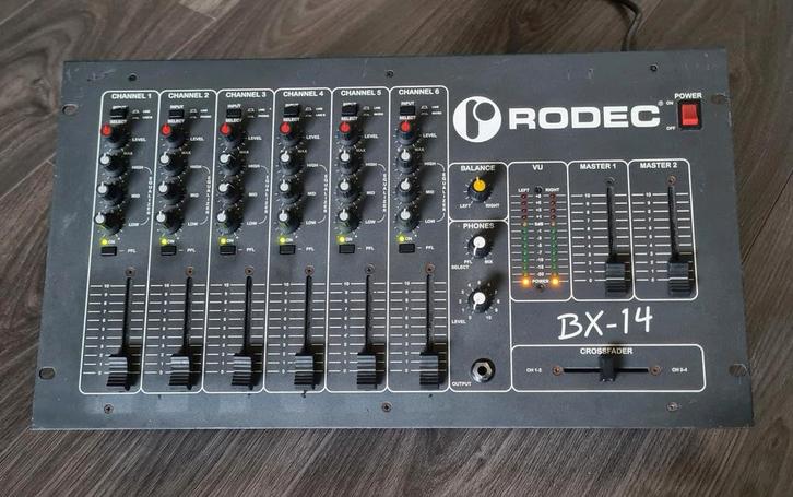 Rodec BX-14 Mixer Mengpaneel, Muziek en Instrumenten, Mengpanelen, Zo goed als nieuw, 5 tot 10 kanalen, Microfooningang, Ophalen