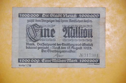 NEUSS : Eine Million Mark 1923, Timbres & Monnaies, Billets de banque | Europe | Billets non-euro, Billets en vrac, Allemagne