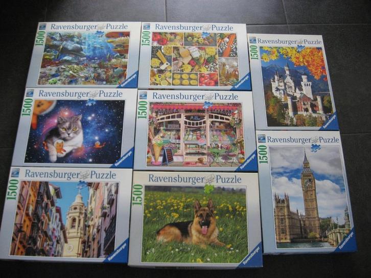 8 Puzzels Ravensburger 1500 stuks, Hobby en Vrije tijd, Denksport en Puzzels, Nieuw, Legpuzzel, 500 t/m 1500 stukjes, Ophalen of Verzenden