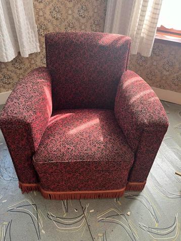 Mooie rode Art Deco Fauteuil  beschikbaar voor biedingen