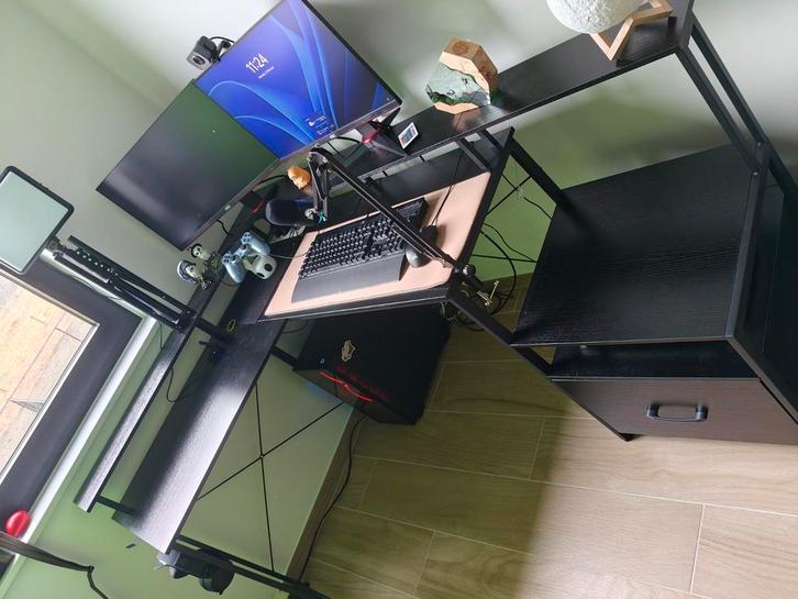 Rolanstar L-bureau met LED en stekkerdoos, Maison & Meubles, Bureaux, Neuf, Bureau, Enlèvement