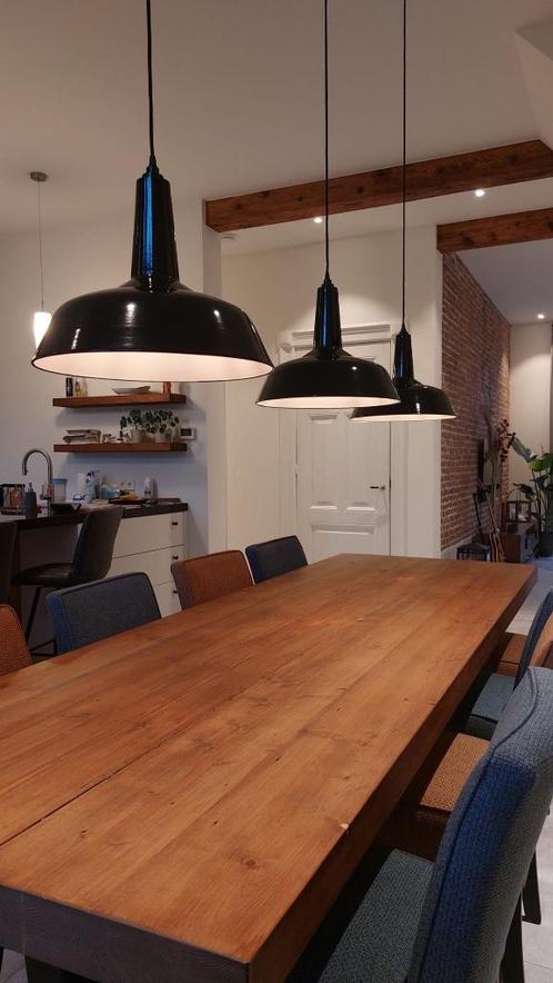 zwart emaille hanglampen landelijk industrieel eetkamertafel, Maison & Meubles, Lampes | Suspensions, Neuf, Moins de 50 cm, Verre