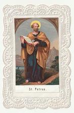 Devotieprentje met kant St. Petrus St. Pierre, Verzamelen, Bidprentjes en Rouwkaarten, Verzenden, Bidprentje