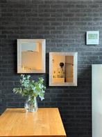 2 identieke zilverkleurige spiegels rechthoekig, Huis en Inrichting, Woonaccessoires | Spiegels, Ophalen, Rechthoekig