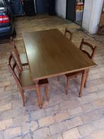 Table à manger rustique en chêne avec 4 chaises, 100 à 150 cm, Chêne, Rectangulaire, 50 à 100 cm